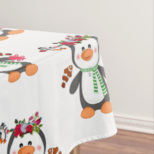 Tischdecke Valentinstag Pinguin Herzen