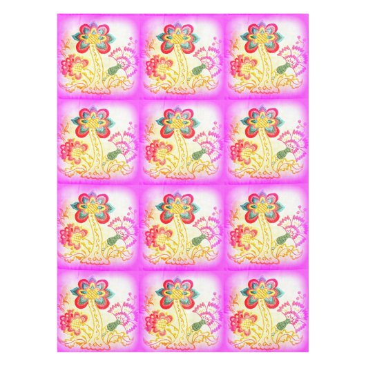 Tischdecken aus rosa Palmen (Vorderseite)