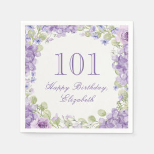 Tischdecken zum 101. Geburtstag Elegante lila Blüt Serviette