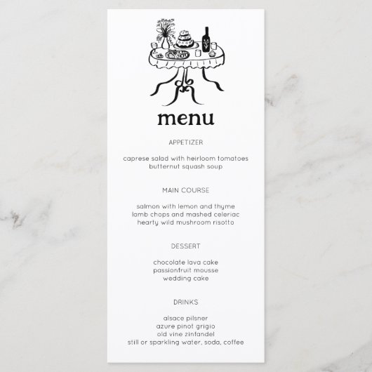 Tischdeckenkleidung aus Whimsikbüffet Modernes KUS Menükarte (Vorderseite)