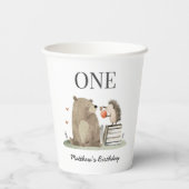 Tischdeko zum Geburtstag mit Waldtieren aus Märche Pappbecher (Rückseite)