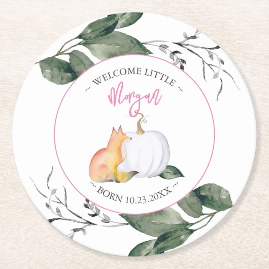 Tischdekoration Herbstdusche Runder Pappuntersetzer (Vorderseite)