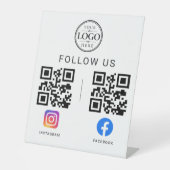 Tischdisplay für Social Media QR Code Sockelschild (Vorderseite)