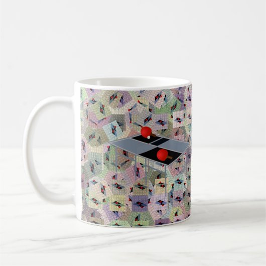 Tische mit Pong, Tasse mit Kaffee (Links)