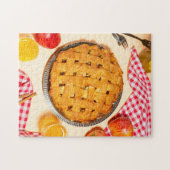 Tische und runde, hausgemachte Kuchen Puzzle (Horizontal)