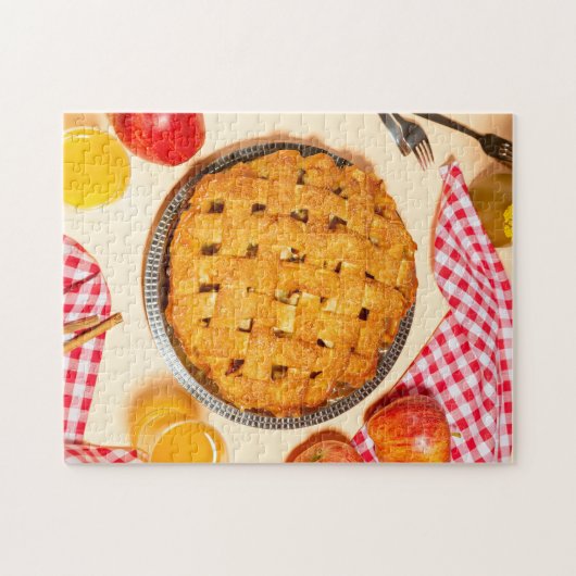 Tische und runde, hausgemachte Kuchen Puzzle (Horizontal)