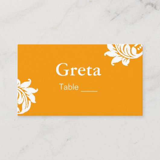 Tischhalter für Rosa und Orange-Damast-Platzkarten Platzkarte (Vorderseite)