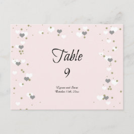 Tischkarte für rosa Herzen und Punkte Postkarte