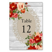 Tischkarte für Sitzplatine Weißholzspitzen-Blume Tischnummer (Vorderseite)