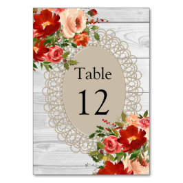 Tischkarte für Sitzplatine Weißholzspitzen-Blume Tischnummer