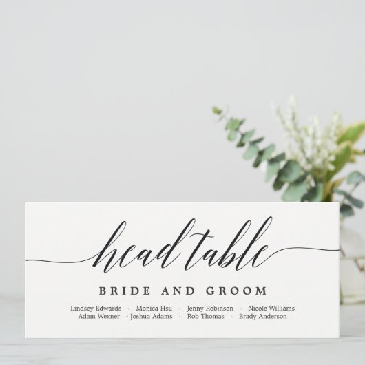 Tischkarte für Sitzplätze - Modernes Skript Einladung (Stehend Vorderseite)