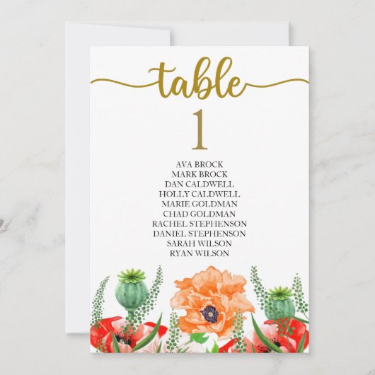 Tischkarte für Sitzplätze Schöne Kalligrafie Einladung (Vorderseite)