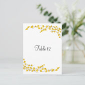 Tischkarte mit goldgelben Blüten Postkarte (Stehend Vorderseite)