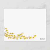 Tischkarte mit goldgelben Blüten Postkarte (Rückseite)