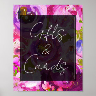 Tischkarte mit rosa-lila-vibranten Geschenkkarten Poster