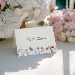 Tischkarte mit wildem Blumenhochzeitsmonogramm Tischnummer