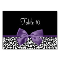 Tischkarte Modern Leopard Acai Lila Ribbon