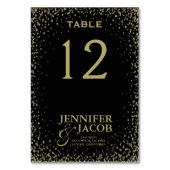 Tischkarte | Schwarz und Gold Tischnummer (Rückseite)
