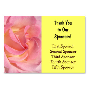 Tischkarten Danke an unsere Sponsoren Pink Yellow