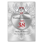 Tischkarten für das 25-jährige Jubiläum jedes Jahr Tischnummer (Rückseite)