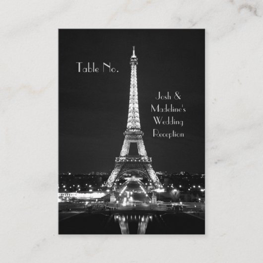 Tischkarten für den Eiffelturm-Empfang Platzkarte (Vorderseite)