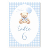 Tischkarten für Teddybär-Bogen-Ballon-Baby-Party Tischnummer (Vorderseite)