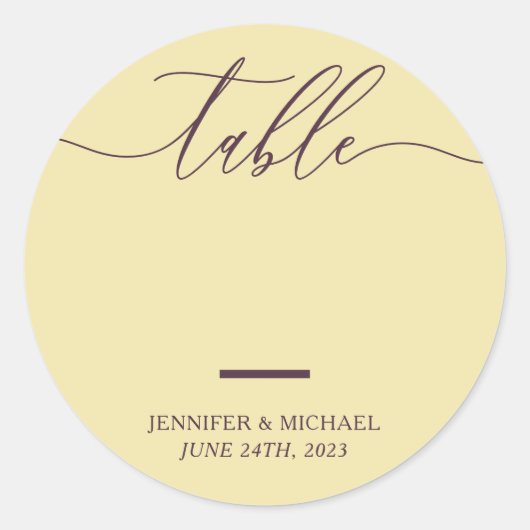Tischkarten Midnight Fig & Champagne Script Runder Aufkleber (Vorderseite)