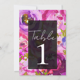 Tischkarten mit rosa und violetten Farbtönen und f Einladung