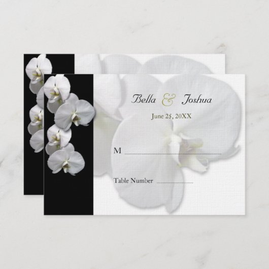 Tischkarten mit weißer Orchidee Einladung (Vorne/Hinten)