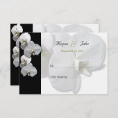 Tischkarten mit weißer Orchidee Einladung (Vorne/Hinten)