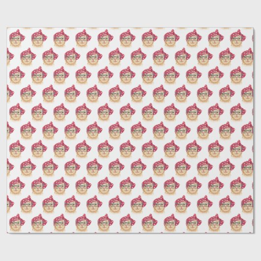 Tischkatze mit Brille Geschenkpapier (Flach)