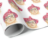Tischkatze mit Brille Geschenkpapier (Rolleneckpunkt)