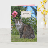 Tischkatze zum Geburtstag im Garten Karte (Gelbe Blume)