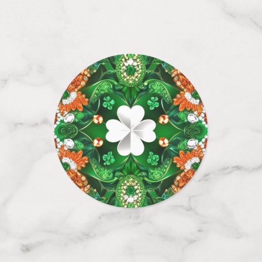 Tischkonfetti mit irischen Farben, Kleeblatt Konfetti (Klein Vorderseite)