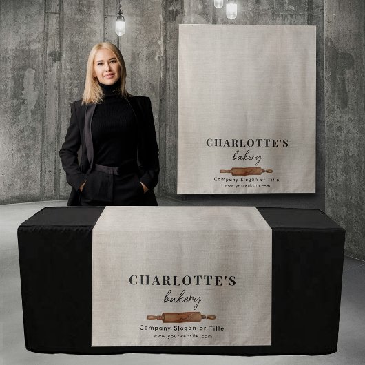 Tischläufer Banner für Pop-Up-Shops im Leinenlook Wandteppich