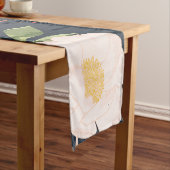 Tischläufer Weiße Blume mit dunkelblauer Farbe (Beispiel)