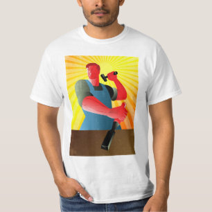 Tischler-auffallendes Hammer-Meißel-Plakat Retro T-Shirt
