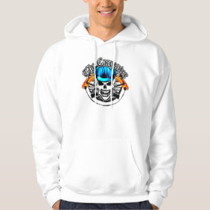 Tischler-Schädel und blauer Schutzhelm Hoodie