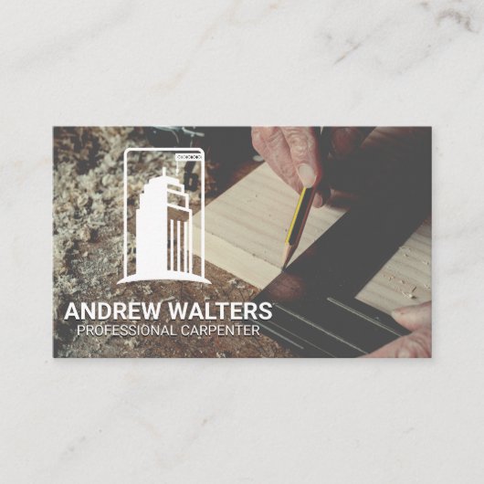 Tischler zur Messung eines Holzschnitts | Bau Visitenkarte (Vorderseite)