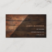 Tischlerbau Holz rustikale Holzsäge Visitenkarte (Rückseite)