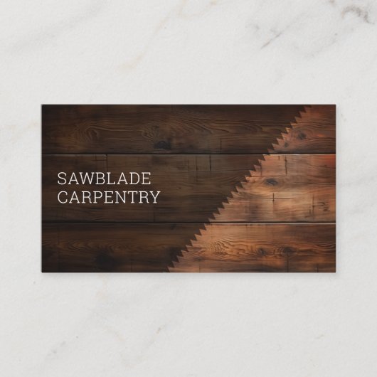 Tischlerbau Holz rustikale Holzsäge Visitenkarte (Vorderseite)