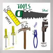 Tischlertools mit Cartoon Eyes Art Poster (Vorne)