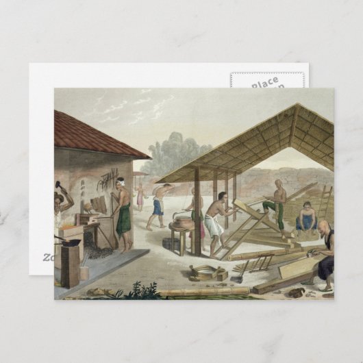 Tischlerwerkstatt in Kupang, Timor, Teller 6 von Postkarte (Vorne/Hinten)