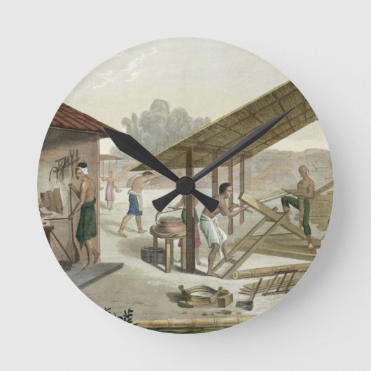 Tischlerwerkstatt in Kupang, Timor, Teller 6 von Runde Wanduhr (Vorderseite)