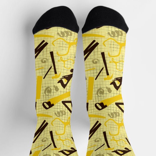 Tischlerwerkzeuge, Gelb- und Schwarz-Holz Socken (Oben)