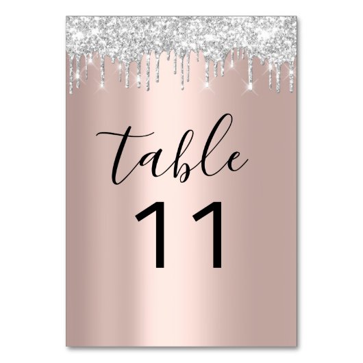 Tischnuber Silver GRay Gray Driips Rose Gold Blac Tischnummer (Rückseite)