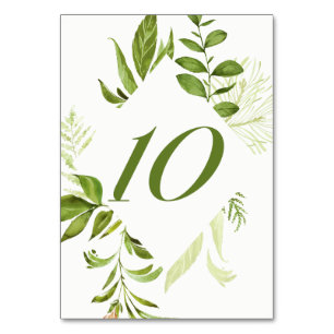 Tischnummer 10: Aquarell Wild Green Foliage