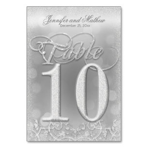 Tischnummer 10 Elegante Silver Imitate Glitzer