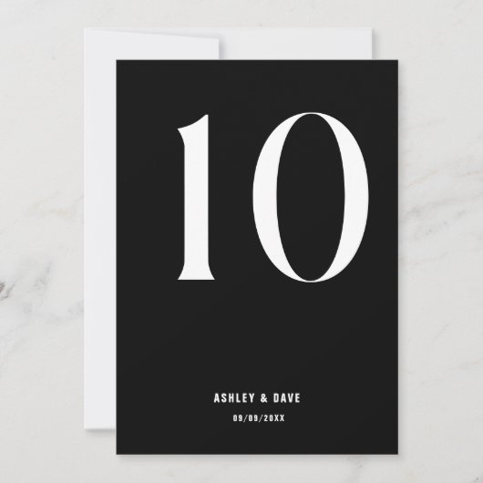 Tischnummer 10 Fett Black Wedding Tischnummer (Vorderseite)