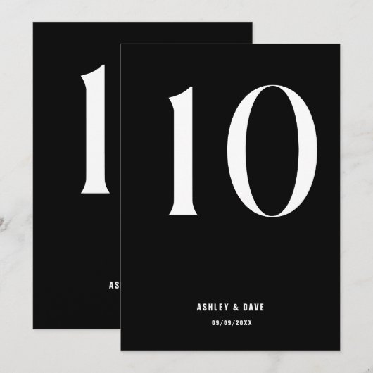 Tischnummer 10 Fett Black Wedding Tischnummer (Vorne/Hinten)